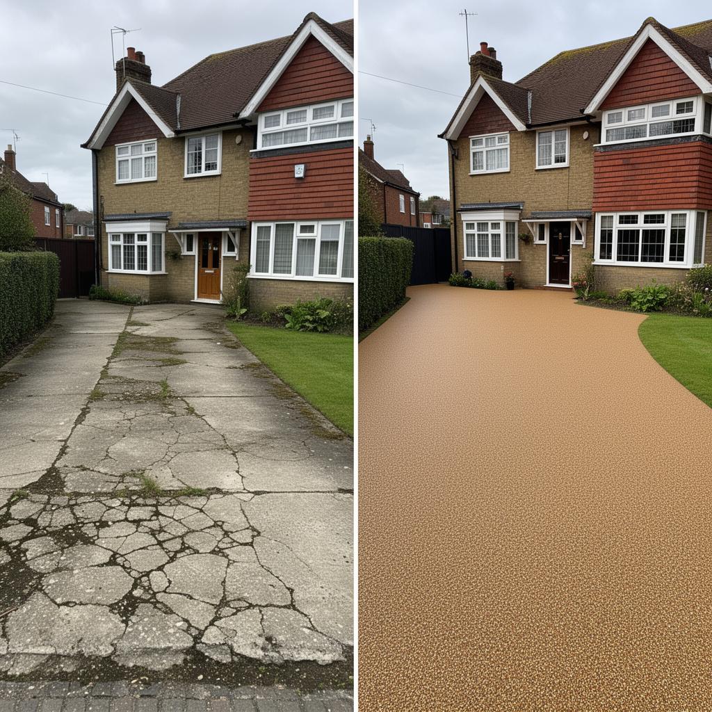 Before and after driveway transformation