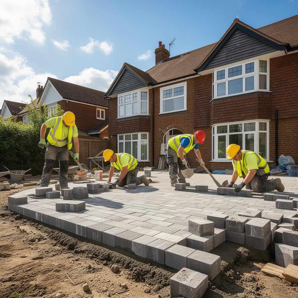AA Contractors team laying block paving