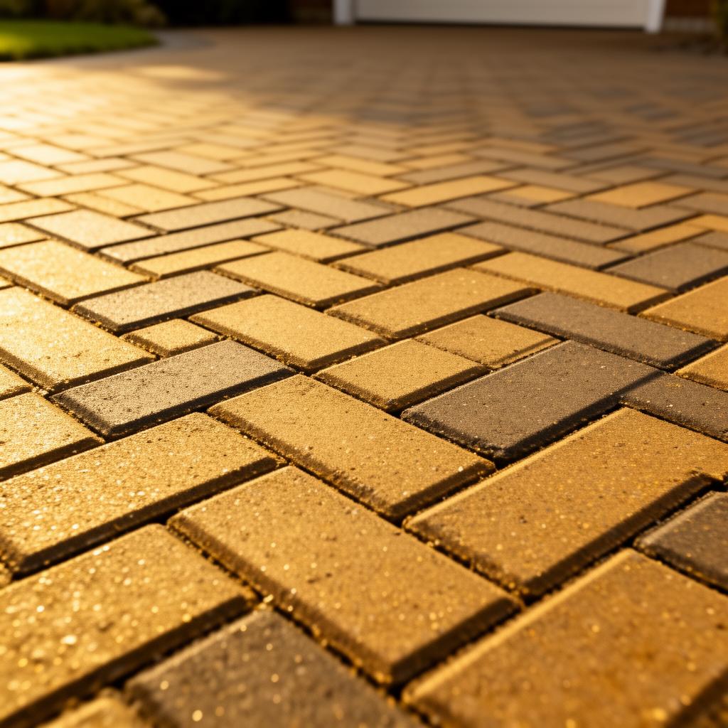 Block paving herringbone close-up texture
